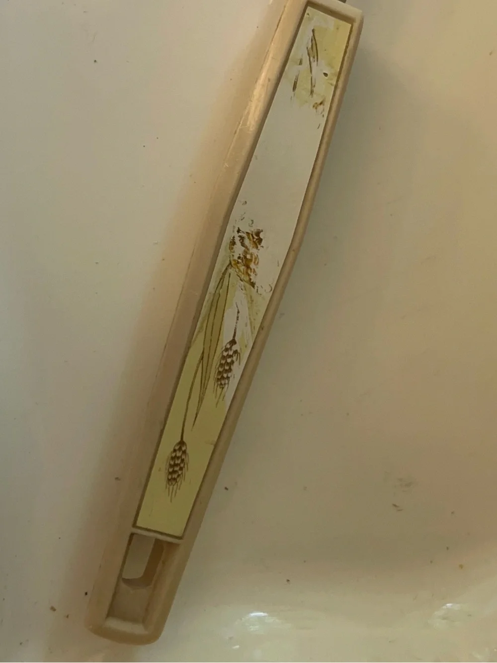 Vintage KOCO Japan Stainless Steel Slotted Spoon Cream handle with Wheat Pattern